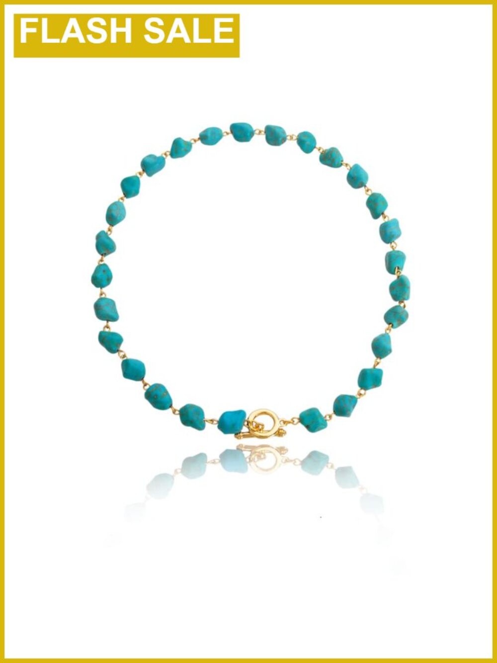 Handmade Turquoise Beaded Choker Necklace with Toggle Clasp Boho Style